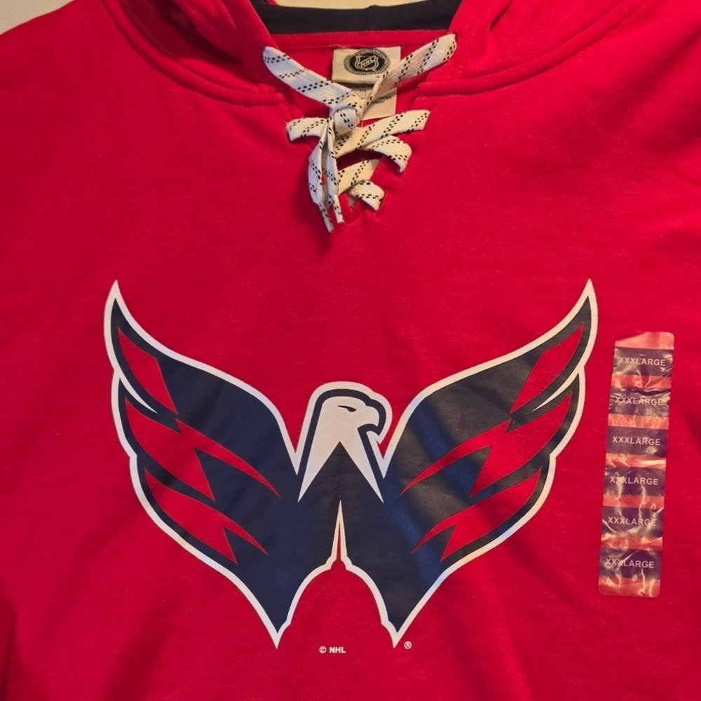 NHL Washington Capitals Hoodie Mens 3XL Red New Lace Up Hockey Sweatshirt - Picture 2 of 7